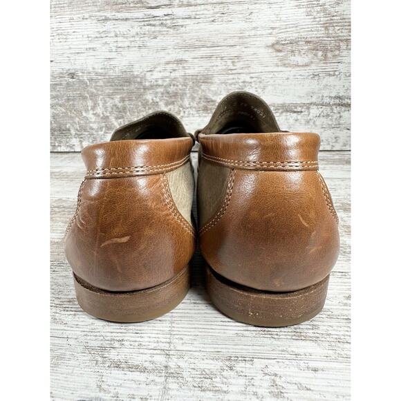 Men\'s G.H. Bass Weejuns Two-Tone Beige/Brown Leather Penny Loafers Sz 13D main image 7